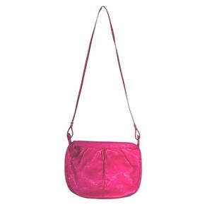 Anton Vintage Hot Pink Faux Leather Bag Pleated Zip Shoulder Purse 80's